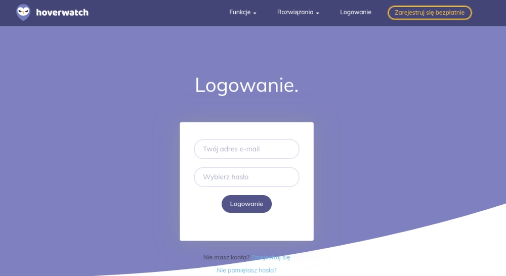Hoverwatch - panel logowania