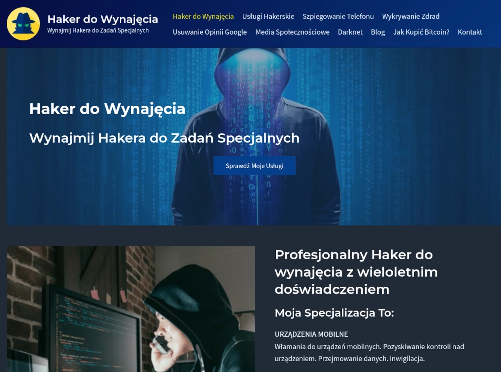 haker.vip to oczciwy haker do wynajecia który świadczy swoje usługi hakerskie dopiero po ustaleniu z klientem wszystkich warunkow na jakich realizuje zlecenia